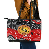 Aboriginal Flag Style Dot Art And Abstract Kangaroo Leather Tote Bag - Wonder Print Shop