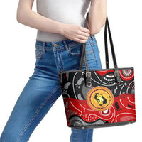 Aboriginal Flag Style Dot Art And Abstract Kangaroo Leather Tote Bag - Wonder Print Shop