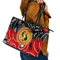 Aboriginal Flag Style Dot Art And Abstract Kangaroo Leather Tote Bag - Wonder Print Shop