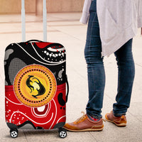 Aboriginal Flag Style Dot Art And Abstract Kangaroo Luggage Cover - Wonder Print Shop