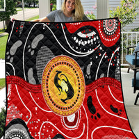Aboriginal Flag Style Dot Art And Abstract Kangaroo Quilt - Wonder Print Shop