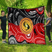 Aboriginal Flag Style Dot Art And Abstract Kangaroo Quilt - Wonder Print Shop