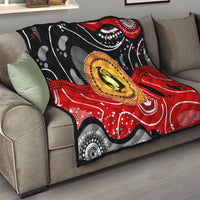 Aboriginal Flag Style Dot Art And Abstract Kangaroo Quilt - Wonder Print Shop