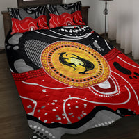Aboriginal Flag Style Dot Art And Abstract Kangaroo Quilt Bed Set - Wonder Print Shop