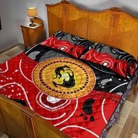 Aboriginal Flag Style Dot Art And Abstract Kangaroo Quilt Bed Set - Wonder Print Shop