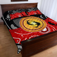 Aboriginal Flag Style Dot Art And Abstract Kangaroo Quilt Bed Set - Wonder Print Shop
