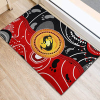 Aboriginal Flag Style Dot Art And Abstract Kangaroo Rubber Doormat - Wonder Print Shop