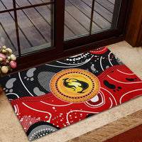 Aboriginal Flag Style Dot Art And Abstract Kangaroo Rubber Doormat - Wonder Print Shop