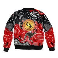 Aboriginal Flag Style Dot Art And Abstract Kangaroo Sleeve Zip Bomber Jacket - Wonder Print Shop