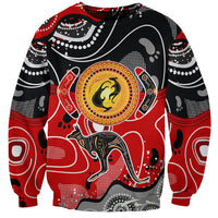 Aboriginal Flag Style Dot Art And Abstract Kangaroo Sweatshirt - Wonder Print Shop