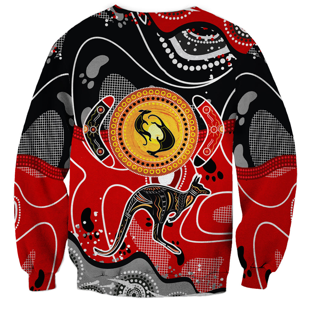 Aboriginal Flag Style Dot Art And Abstract Kangaroo Sweatshirt - Wonder Print Shop