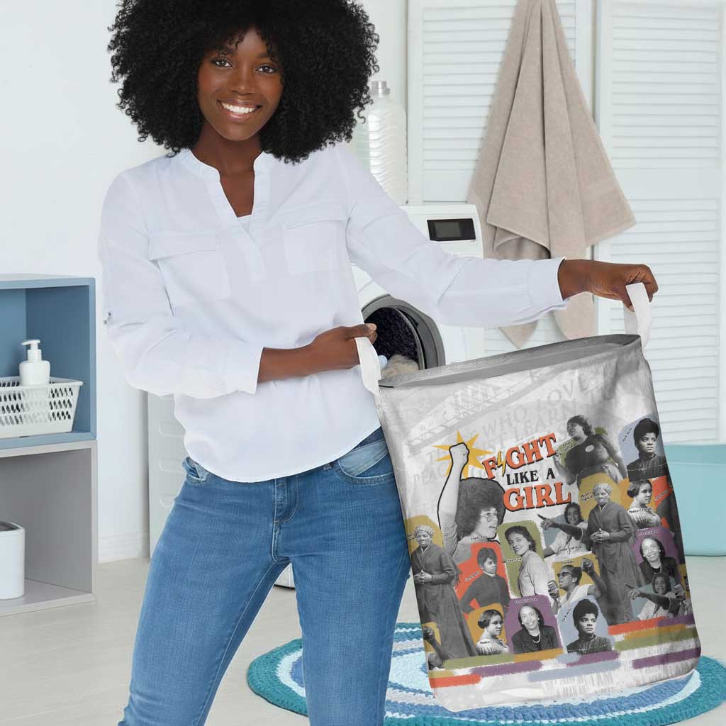 Black History Fight Like A Girl Laundry Basket African Feminist Icons and Bold Retro Art Style - Wonder Print Shop
