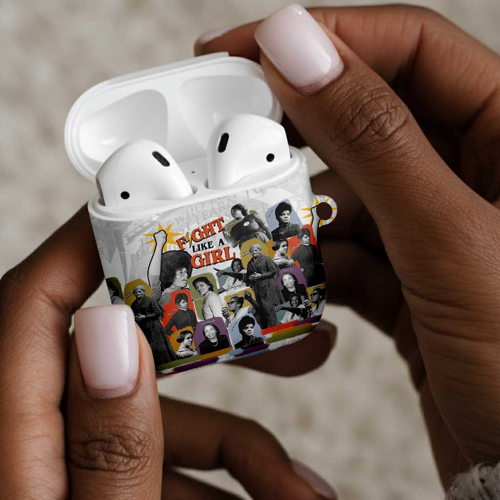 Black History Fight Like A Girl AirPods Case African Feminist Icons and Bold Retro Art Style - Wonder Print Shop