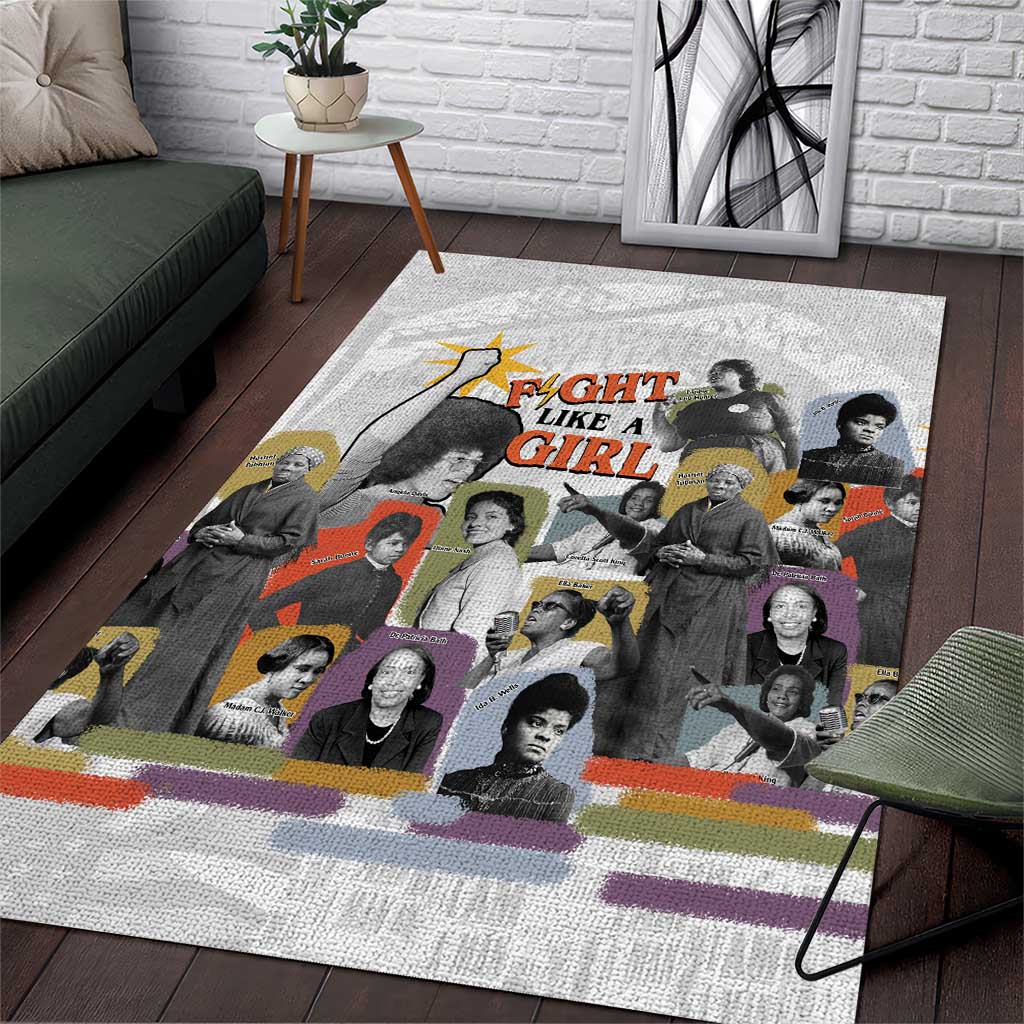 Black History Fight Like A Girl Area Rug African Feminist Icons and Bold Retro Art Style - Wonder Print Shop