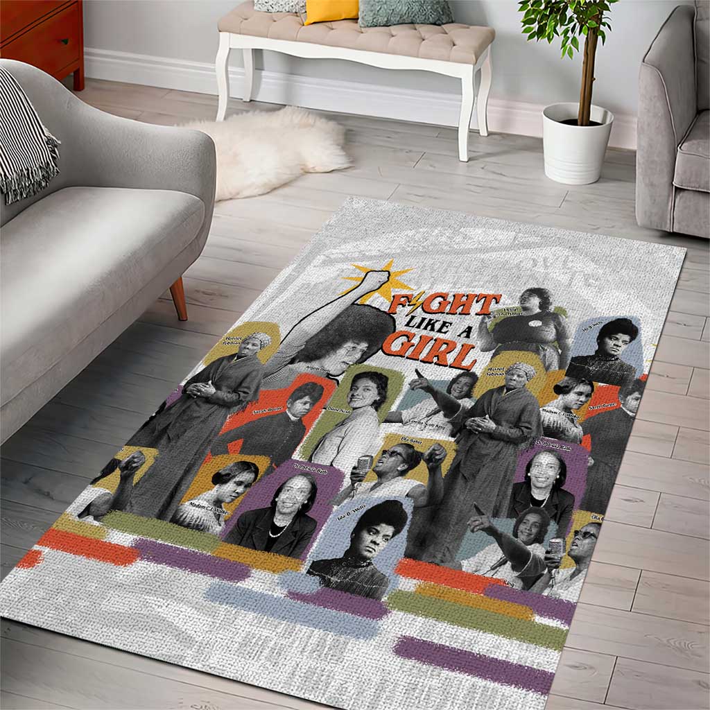 Black History Fight Like A Girl Area Rug African Feminist Icons and Bold Retro Art Style - Wonder Print Shop