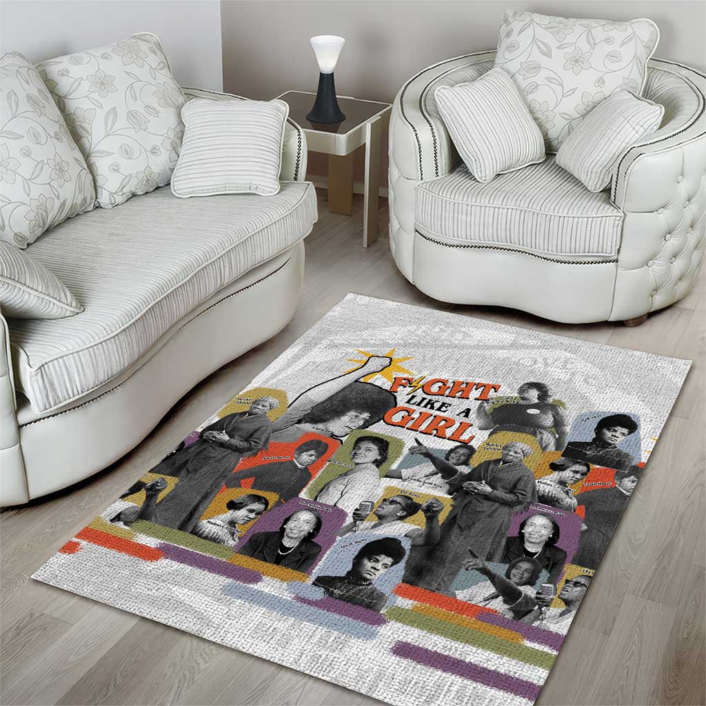 Black History Fight Like A Girl Area Rug African Feminist Icons and Bold Retro Art Style - Wonder Print Shop