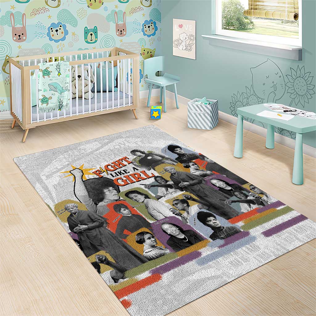 Black History Fight Like A Girl Area Rug African Feminist Icons and Bold Retro Art Style - Wonder Print Shop