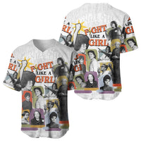 Black History Fight Like A Girl Baseball Jersey African Feminist Icons and Bold Retro Art Style - Wonder Print Shop