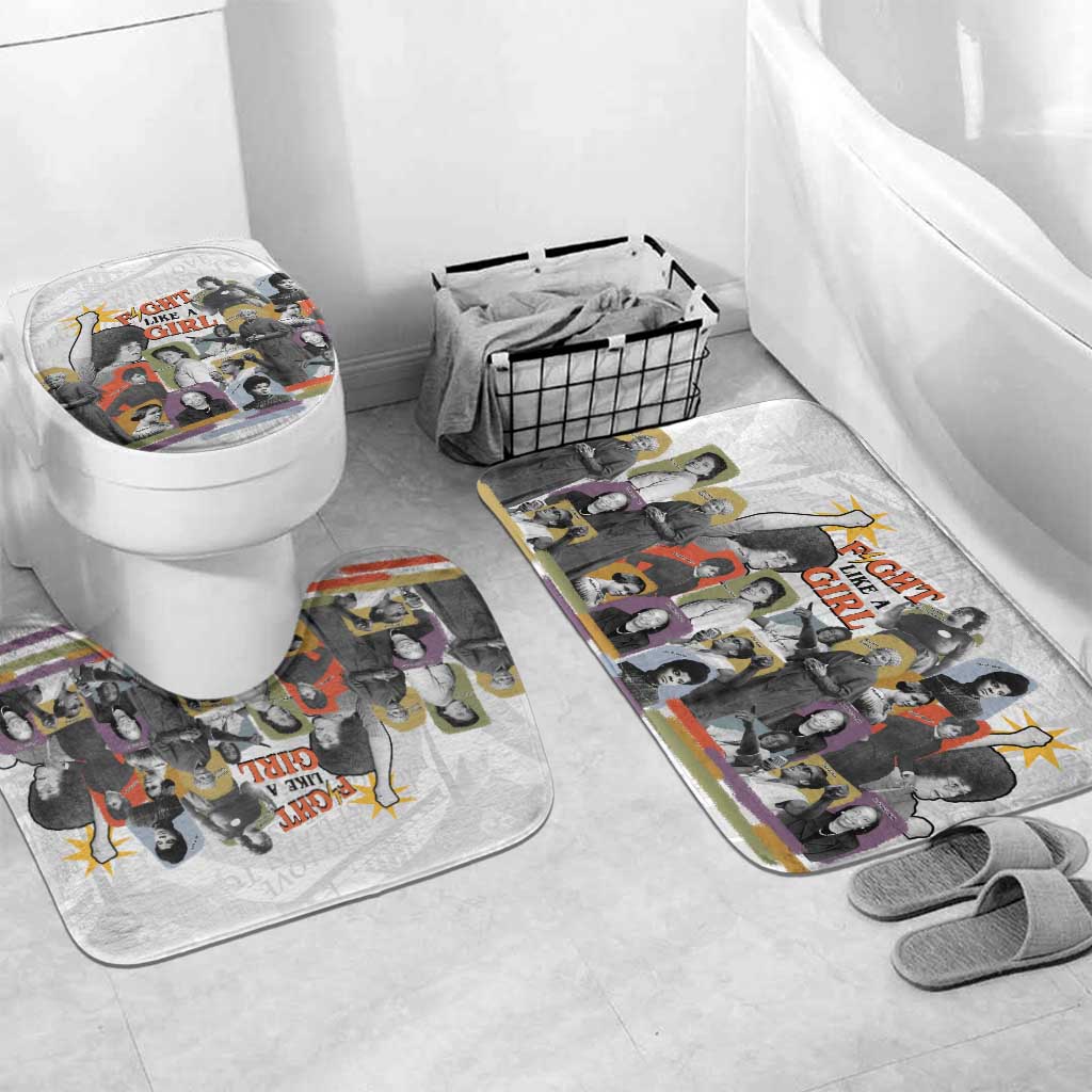 Black History Fight Like A Girl Bathroom Set African Feminist Icons and Bold Retro Art Style - Wonder Print Shop