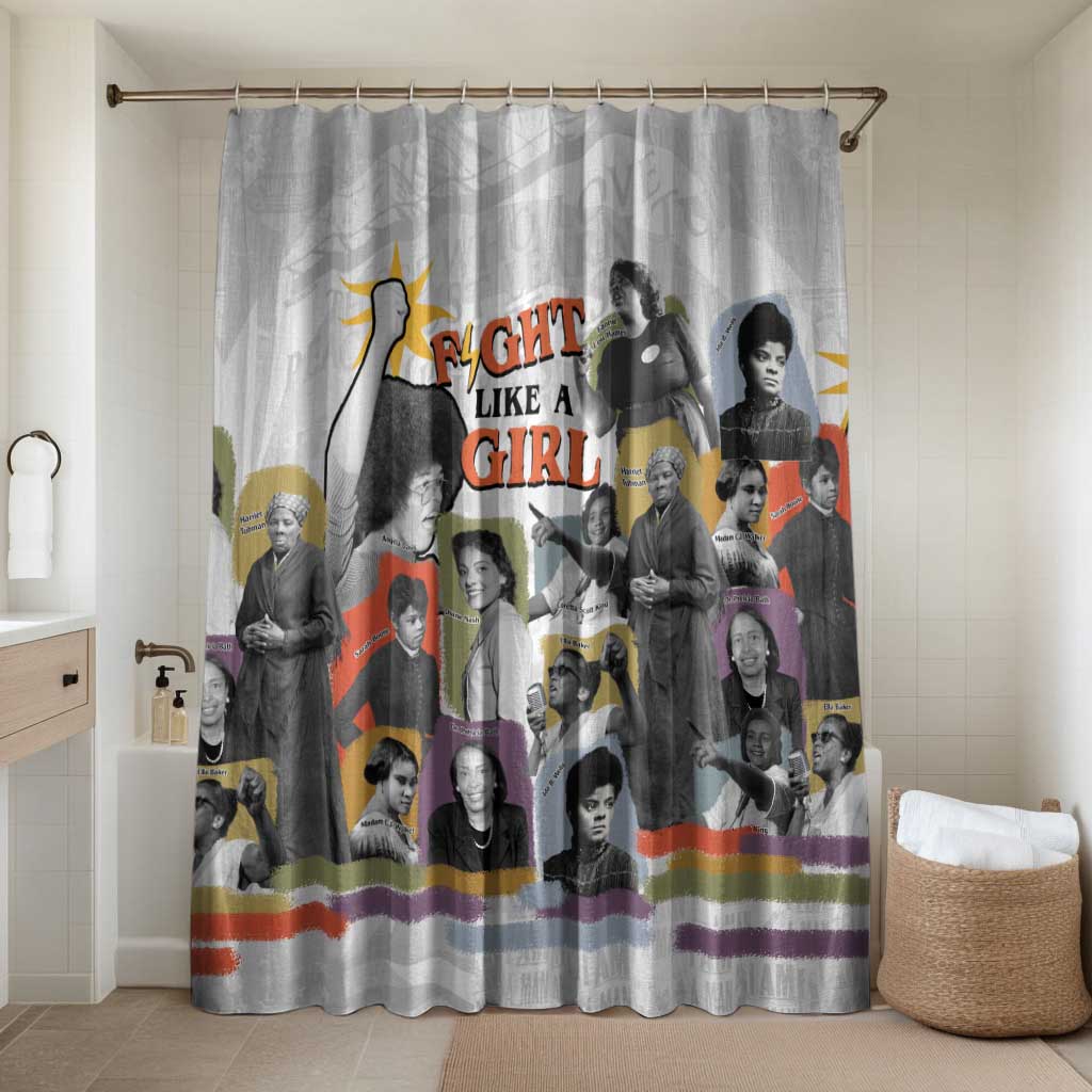 Black History Fight Like A Girl Bathroom Set African Feminist Icons and Bold Retro Art Style - Wonder Print Shop
