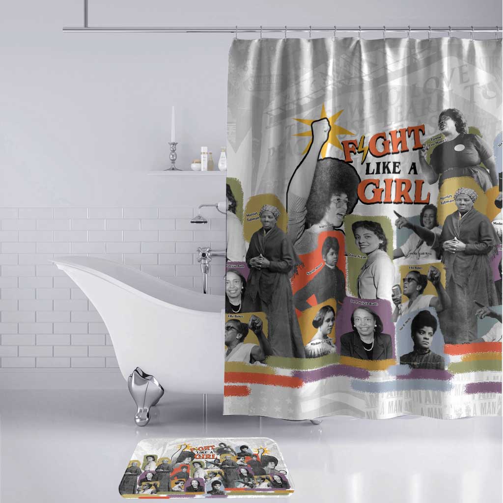 Black History Fight Like A Girl Bathroom Set African Feminist Icons and Bold Retro Art Style - Wonder Print Shop
