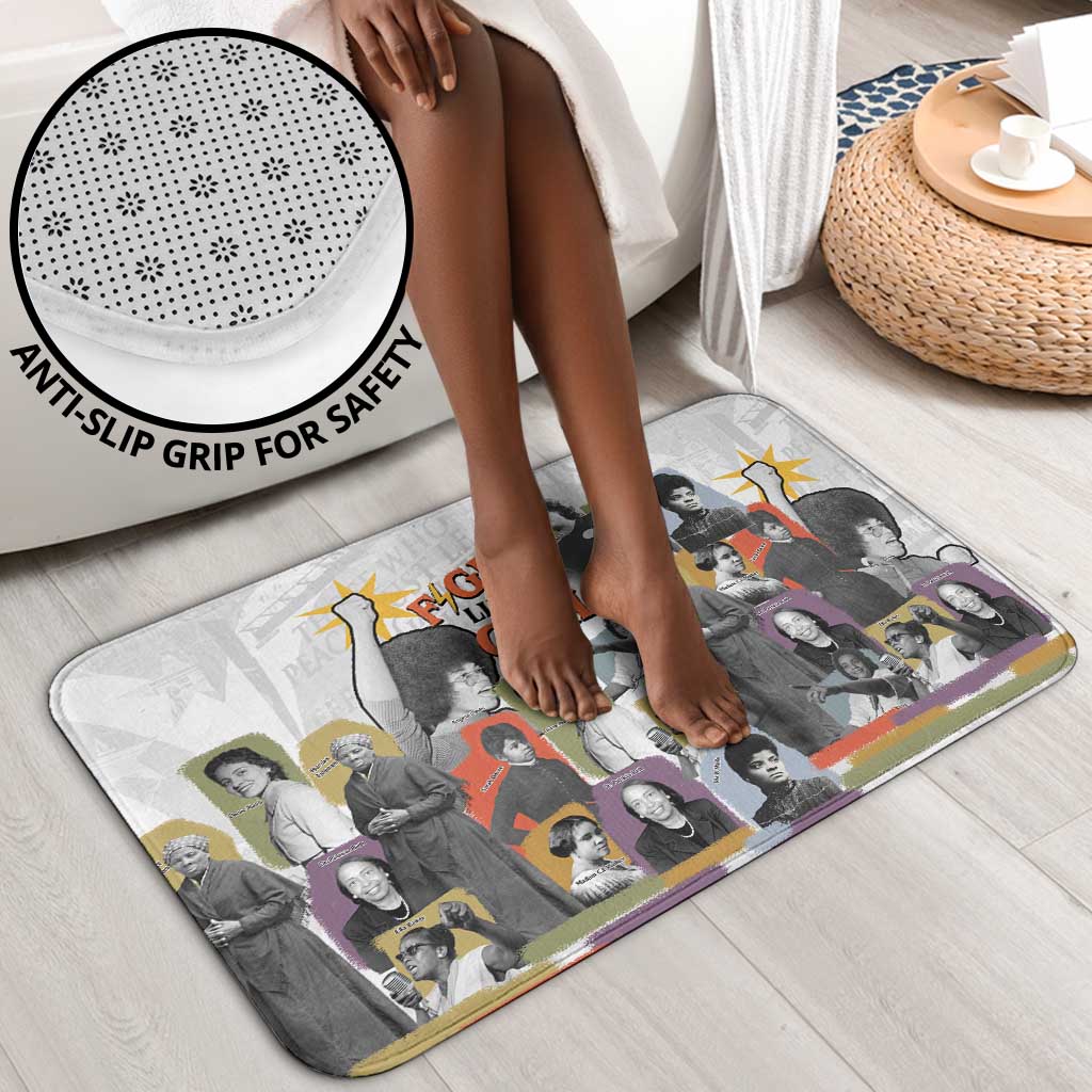 Black History Fight Like A Girl Bathroom Set African Feminist Icons and Bold Retro Art Style - Wonder Print Shop