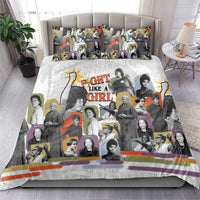 Black History Fight Like A Girl Bedding Set African Feminist Icons and Bold Retro Art Style - Wonder Print Shop