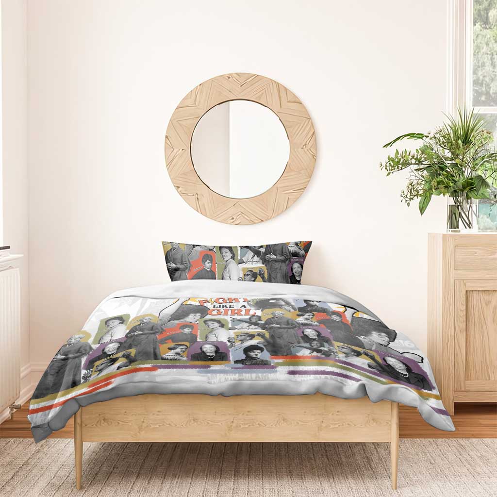 Black History Fight Like A Girl Bedding Set African Feminist Icons and Bold Retro Art Style - Wonder Print Shop