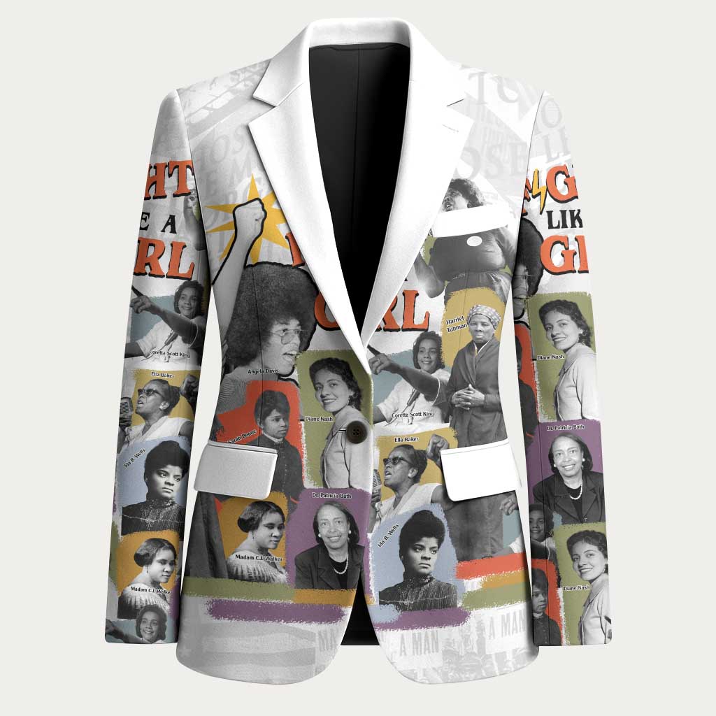 Black History Fight Like A Girl Blazer African Feminist Icons and Bold Retro Art Style - Wonder Print Shop