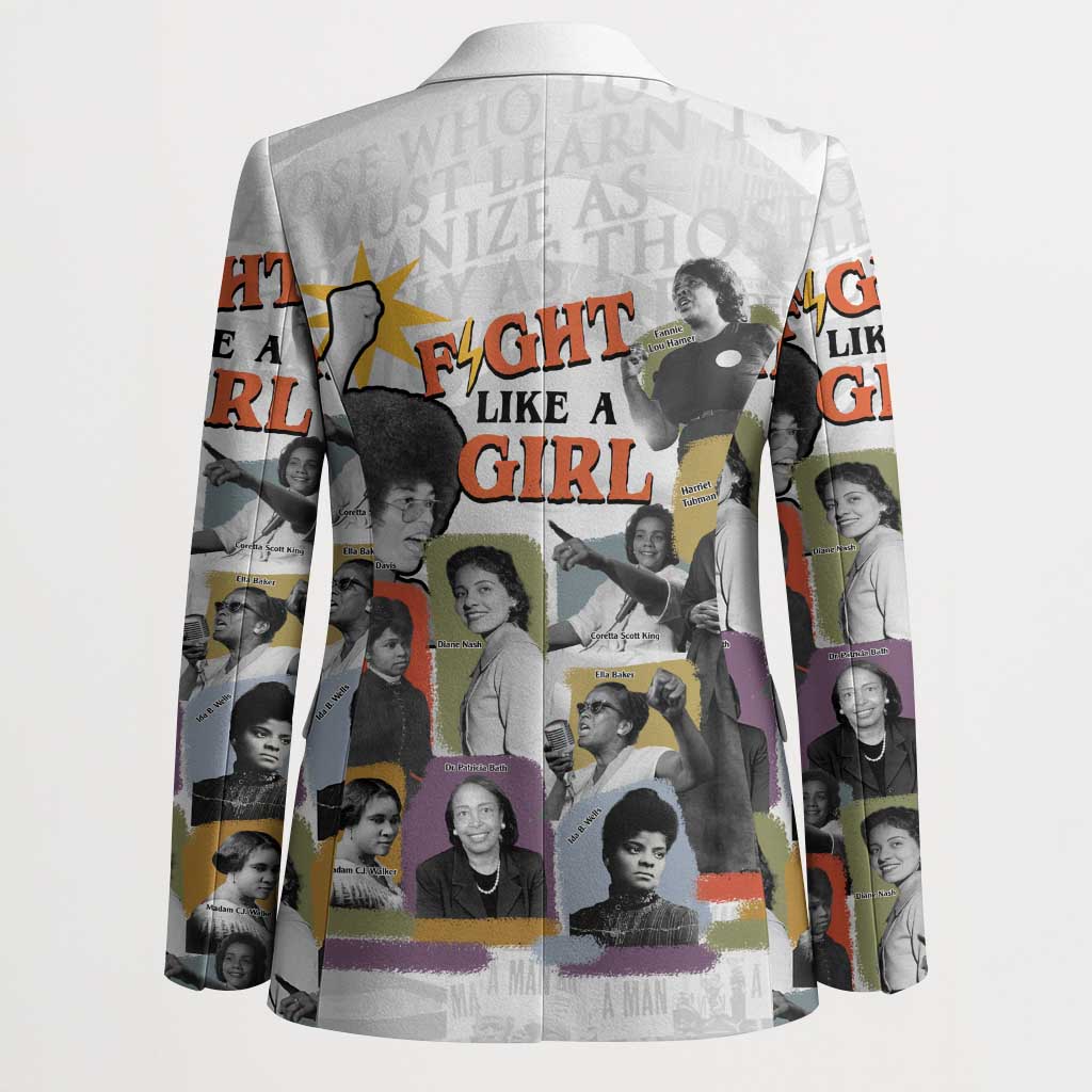Black History Fight Like A Girl Blazer African Feminist Icons and Bold Retro Art Style - Wonder Print Shop