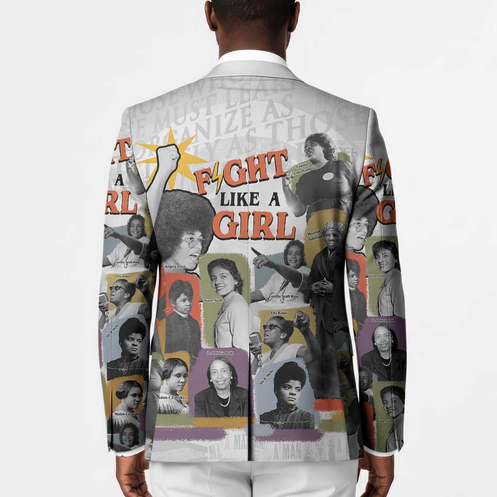 Black History Fight Like A Girl Blazer African Feminist Icons and Bold Retro Art Style - Wonder Print Shop