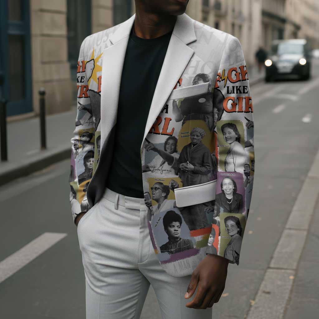 Black History Fight Like A Girl Blazer African Feminist Icons and Bold Retro Art Style - Wonder Print Shop