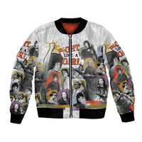 Black History Fight Like A Girl Bomber Jacket African Feminist Icons and Bold Retro Art Style - Wonder Print Shop