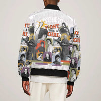 Black History Fight Like A Girl Bomber Jacket African Feminist Icons and Bold Retro Art Style - Wonder Print Shop