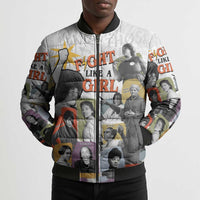 Black History Fight Like A Girl Bomber Puffer Jacket African Feminist Icons and Bold Retro Art Style - Wonder Print Shop