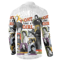 Black History Fight Like A Girl Button Sweatshirt African Feminist Icons and Bold Retro Art Style