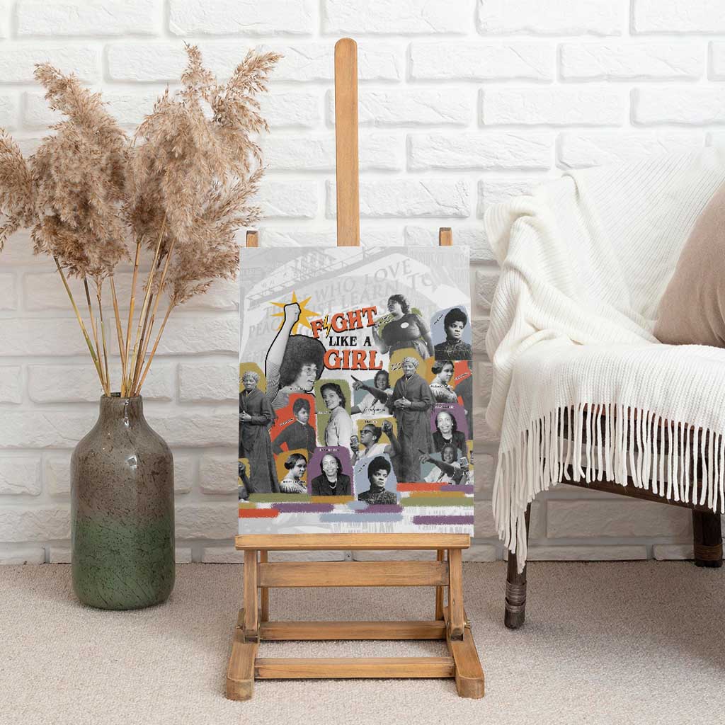 Black History Fight Like A Girl Canvas Wall Art African Feminist Icons and Bold Retro Art Style - Wonder Print Shop