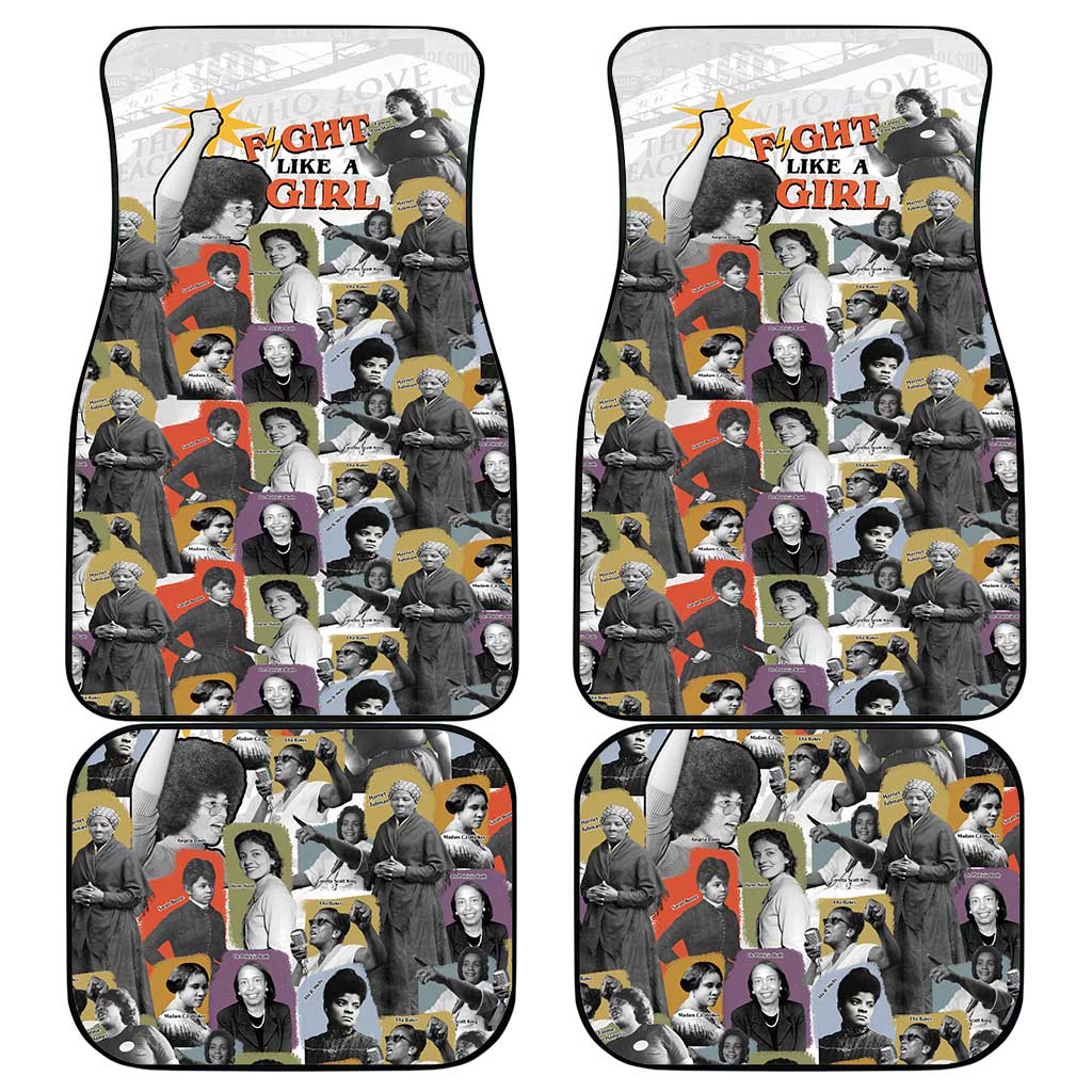 Black History Fight Like A Girl Car Mats African Feminist Icons and Bold Retro Art Style - Wonder Print Shop