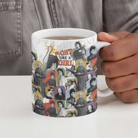 Black History Fight Like A Girl Ceramic Mug African Feminist Icons and Bold Retro Art Style - Wonder Print Shop