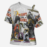 Black History Fight Like A Girl Cross Shoulder Shirt African Feminist Icons and Bold Retro Art Style - Wonder Print Shop