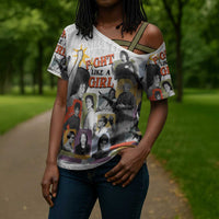 Black History Fight Like A Girl Cross Shoulder Shirt African Feminist Icons and Bold Retro Art Style - Wonder Print Shop