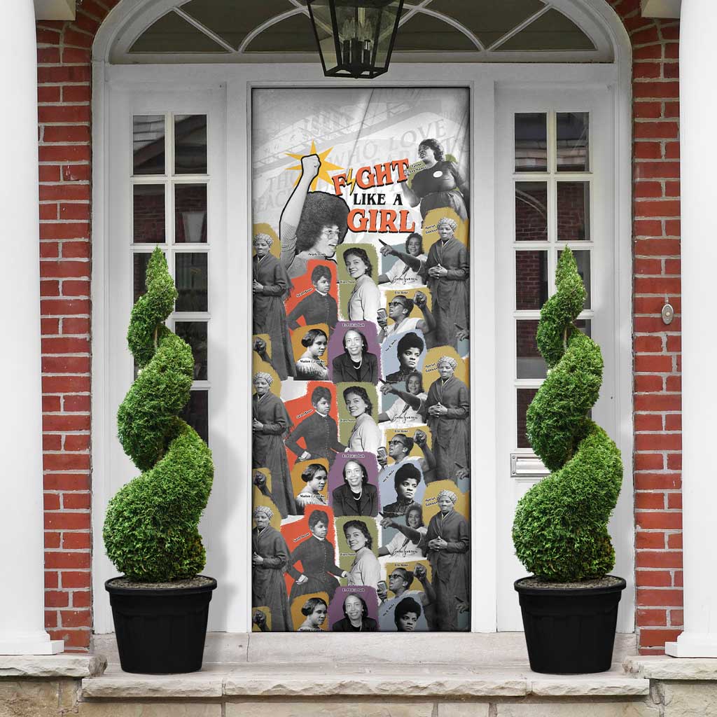 Black History Fight Like A Girl Door Cover African Feminist Icons and Bold Retro Art Style - Wonder Print Shop