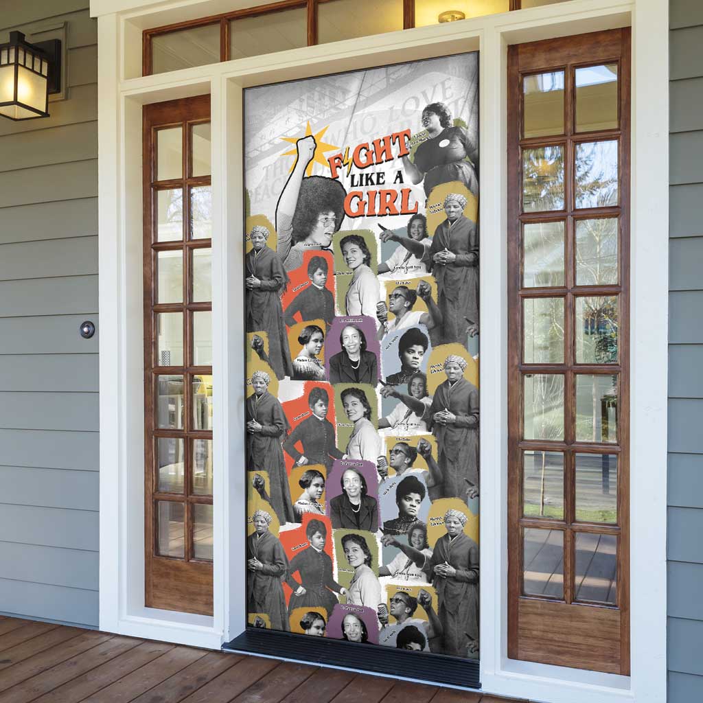 Black History Fight Like A Girl Door Cover African Feminist Icons and Bold Retro Art Style - Wonder Print Shop