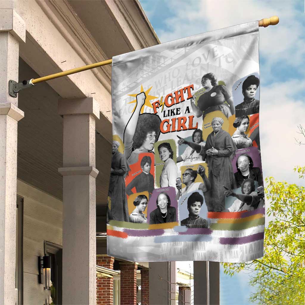 Black History Fight Like A Girl Garden Flag African Feminist Icons and Bold Retro Art Style - Wonder Print Shop