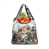 Black History Fight Like A Girl Grocery Bag African Feminist Icons and Bold Retro Art Style - Wonder Print Shop