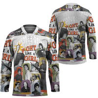 Black History Fight Like A Girl Hockey Jersey African Feminist Icons and Bold Retro Art Style - Wonder Print Shop