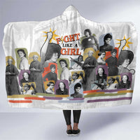 Black History Fight Like A Girl Hooded Blanket African Feminist Icons and Bold Retro Art Style - Wonder Print Shop
