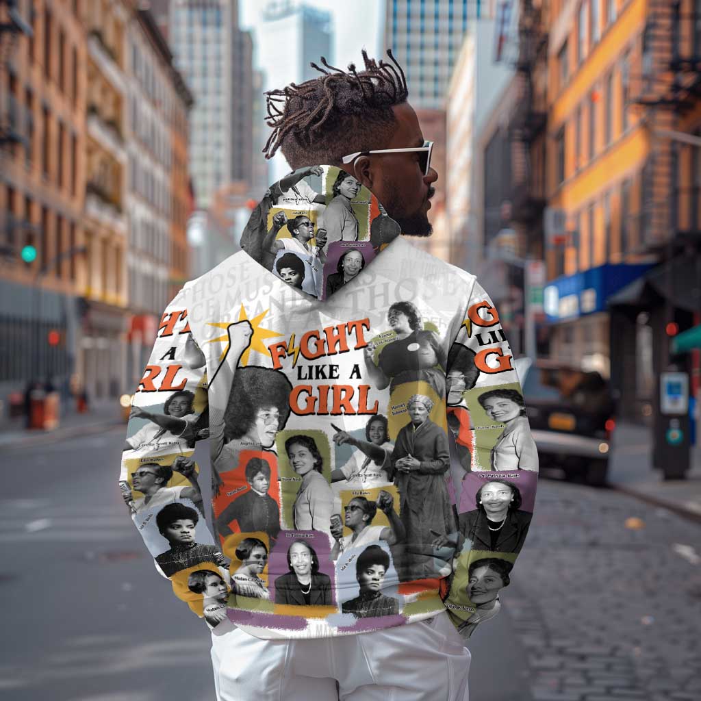 Black History Fight Like A Girl Hoodie African Feminist Icons and Bold Retro Art Style - Wonder Print Shop