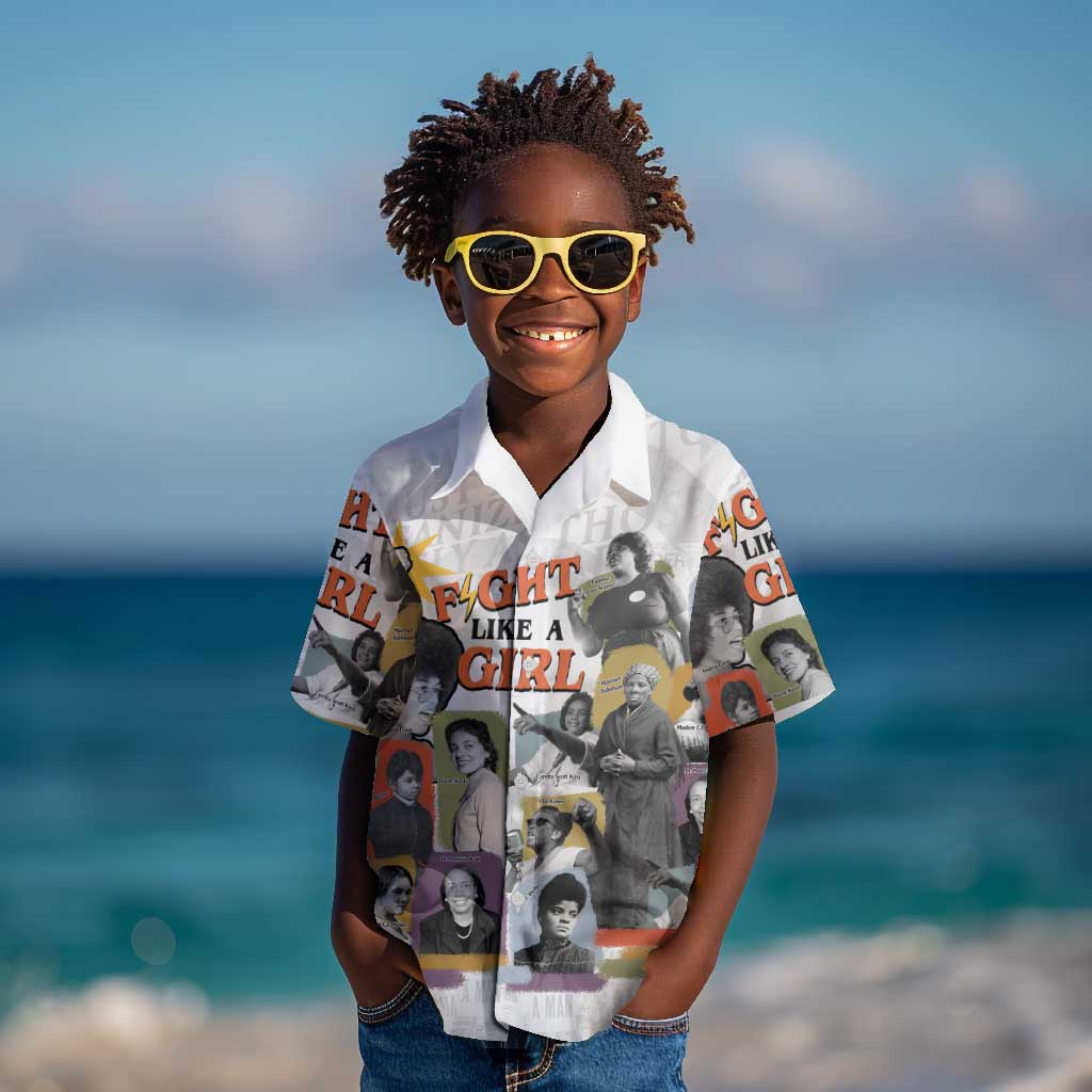 Black History Fight Like A Girl Kid Hawaiian Shirt African Feminist Icons and Bold Retro Art Style - Wonder Print Shop