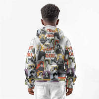 Black History Fight Like A Girl Kid Hoodie African Feminist Icons and Bold Retro Art Style - Wonder Print Shop